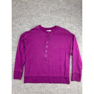 Athleta Balance Henley Sweatshirt Women's Medium Purple Button Pullover